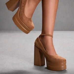 SHEIN Tan Platform Heels
